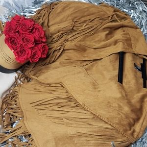 Fringe off the shoulders sweater